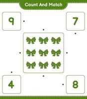 Count and match, count the number of Ribbon and match with the right numbers. Educational children game, printable worksheet, vector illustration