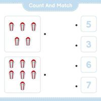 Count and match, count the number of Gift Box and match with the right numbers. Educational children game, printable worksheet, vector illustration