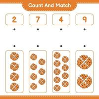 Count and match, count the number of Cookie and match with the right numbers. Educational children game, printable worksheet, vector illustration