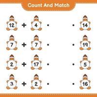 Count and match, count the number of Gingerbread Man and match with the right numbers. Educational children game, printable worksheet, vector illustration