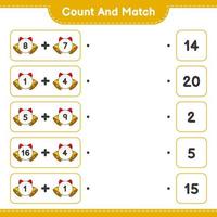 Count and match, count the number of Christmas Bell and match with the right numbers. Educational children game, printable worksheet, vector illustration