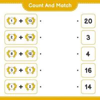 Count and match, count the number of Ribbon and match with the right numbers. Educational children game, printable worksheet, vector illustration