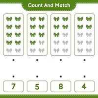 Count and match, count the number of Ribbon and match with the right numbers. Educational children game, printable worksheet, vector illustration