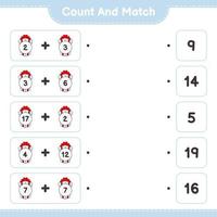 Count and match, count the number of Gift Box and match with the right numbers. Educational children game, printable worksheet, vector illustration