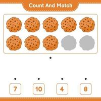 Count and match, count the number of Cookie and match with the right numbers. Educational children game, printable worksheet, vector illustration