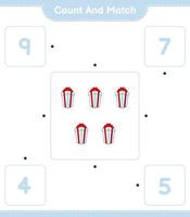 Count and match, count the number of Gift Box and match with the right numbers. Educational children game, printable worksheet, vector illustration