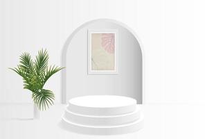 White product display podium on white wall vector