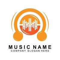 Note Music Logo Design, Sound Wave Logo Illustration, Company Brand Vector