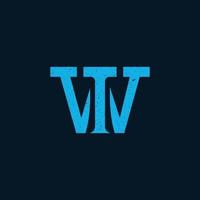 Abstract initial letter TW or WT logo in blue color isolated in dark blue background applied for tracking system logo also suitable for the brands or companies have initial name TW or WT vector