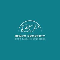 Abstract initial letter BP or PB logo in white color isolated in blue background applied for home buying company logo also suitable for the brands or companies have initial name BP or PB. vector
