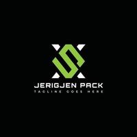 Abstract initial letter JP or PJ logo in green color isolated in black background applied for automotive power pack logo also suitable for the brands or companies have initial name JP or PJ. vector