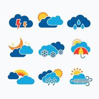 conjunto de colección de iconos de clima en la nube vector