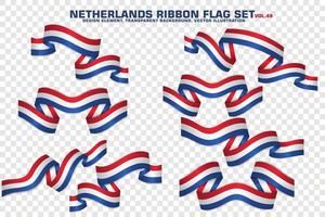 Netherlands Ribbon Flags Set, Element design, 3D style. vector Illustration