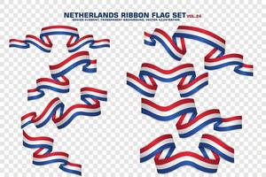 Netherlands Ribbon Flags Set, Element design, 3D style. vector Illustration