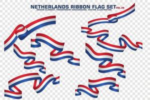 Netherlands Ribbon Flags Set, Element design, 3D style. vector Illustration