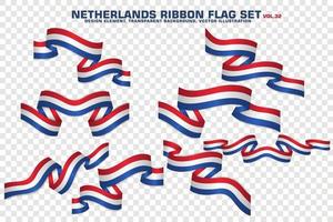 Netherlands Ribbon Flags Set, Element design, 3D style. vector Illustration