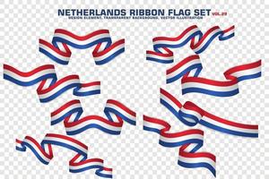 Netherlands Ribbon Flags Set, Element design, 3D style. vector Illustration