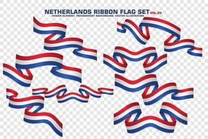 Netherlands Ribbon Flags Set, Element design, 3D style. vector Illustration