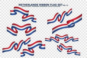 Netherlands Ribbon Flags Set, Element design, 3D style. vector Illustration