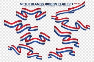 Netherlands Ribbon Flags Set, Element design, 3D style. vector Illustration