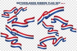 Netherlands Ribbon Flags Set, Element design, 3D style. vector Illustration