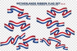 Netherlands Ribbon Flags Set, Element design, 3D style. vector Illustration