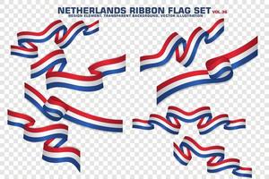 Netherlands Ribbon Flags Set, Element design, 3D style. vector Illustration