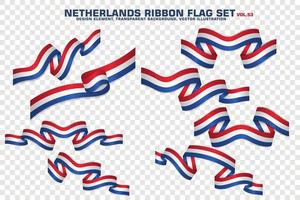 Netherlands Ribbon Flags Set, Element design, 3D style. vector Illustration