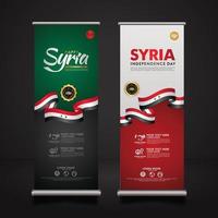 set roll up banner promotions Syria happy independence Day background template vector