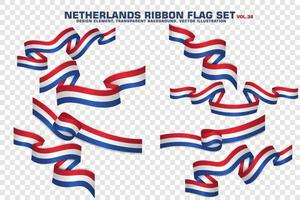 Netherlands Ribbon Flags Set, Element design, 3D style. vector Illustration