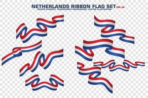 Netherlands Ribbon Flags Set, Element design, 3D style. vector Illustration