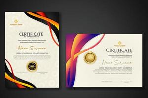 Two set certificate template with dynamic and futuristic wave modern background vector