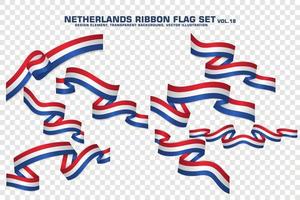 Netherlands Ribbon Flags Set, Element design, 3D style. vector Illustration