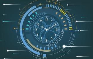 Technology speed time concept.vector technology analog clock background vector