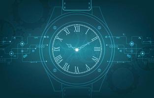 Technology clock vector background.computer time concept