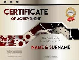 Technology design of certificate or diploma with metallic gears vector