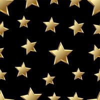 Glossy gold star seamless background on black background vector