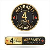 warranty guaranteed gold and black  labels on white background vector