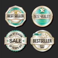 Collection of silver and gold badges and labels vector illustration