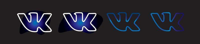 Vkontakte logo set  with gradient in different shape on a  black background vector