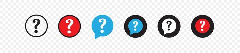 Question mark icon set. Message box with question mark icon. Button vector icon isolated on background. Vector illustration