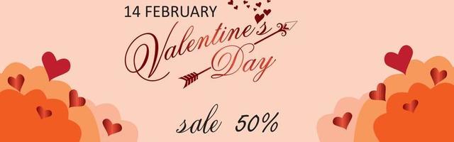 Valentine's day sale banner template vector