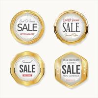 Collection of golden badges and labels retro style vector