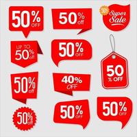 Collection of modern red super sale stickers and tags vector