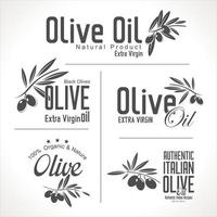 Olive retro labels black and white collection vector
