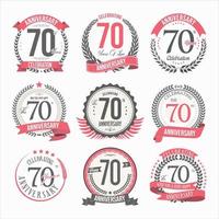 Collection of anniversary badges and labels retro design vector