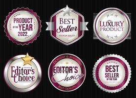 Golden badges collection of best seller and high quality products vector