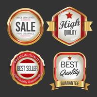 Collection of gold and red super sale badges and labels vector