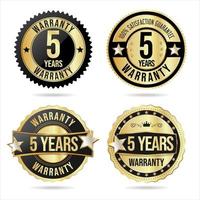 Collection of customer satisfaction  warranty guaranteed gold and black badges vector