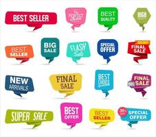 Modern origami sale stickers and tags colorful collection vector